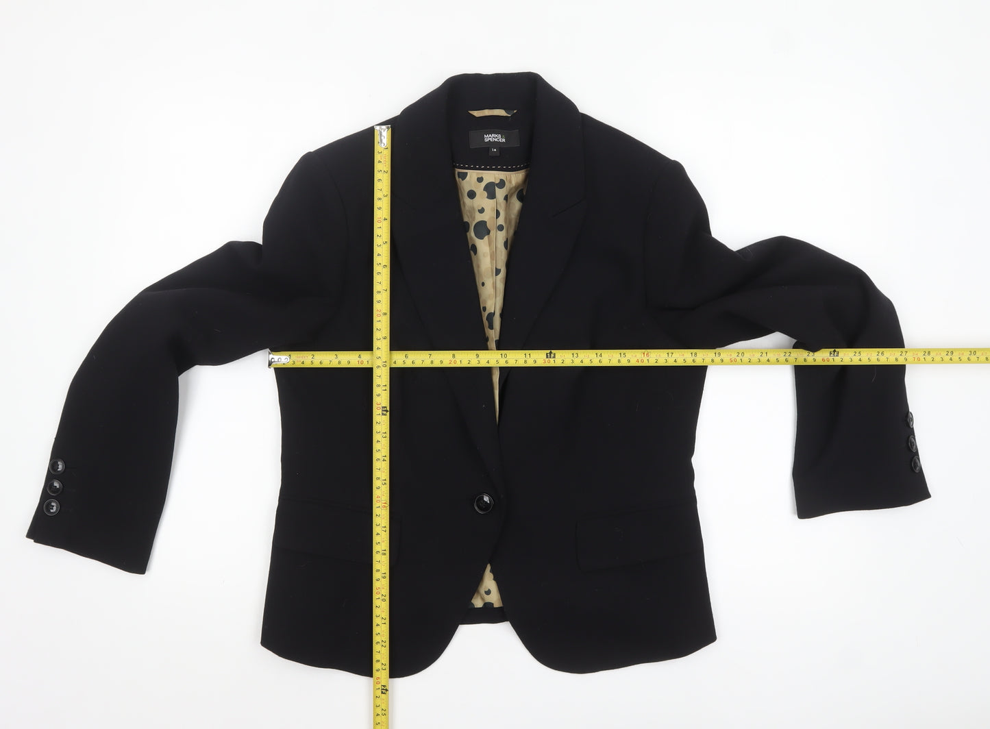 Marks & Spencer Women Black Size 14 Single-Breasted Blazer