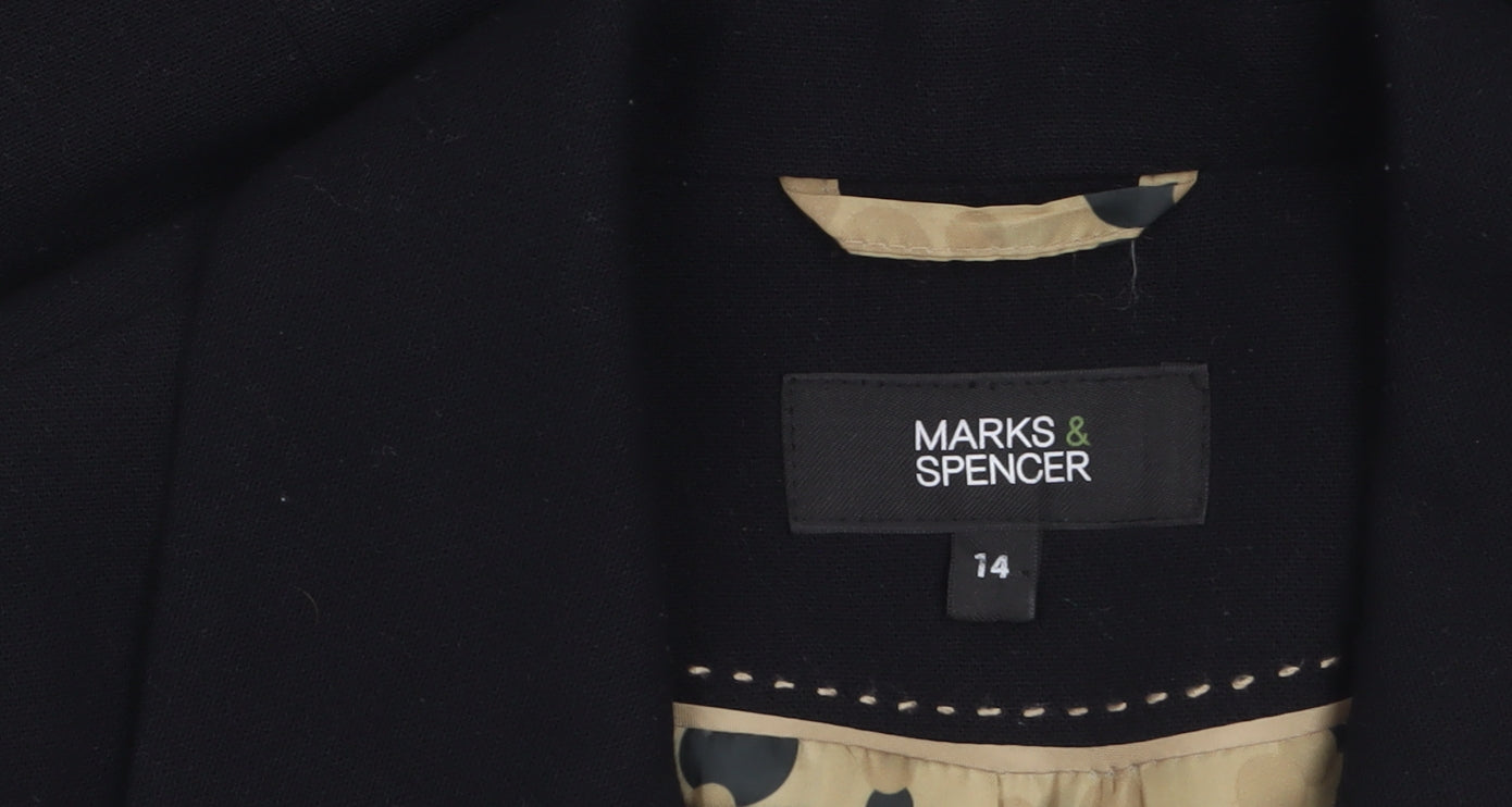 Marks & Spencer Women Black Size 14 Single-Breasted Blazer