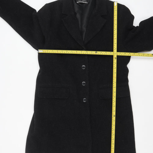 Cafe Theatre Women's Black Wool Blend Mid-Length Overcoat Size 12