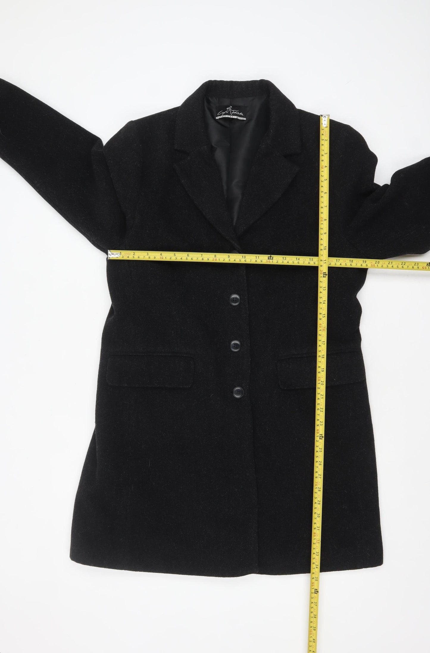 Cafe Theatre Women's Black Wool Blend Mid-Length Overcoat Size 12