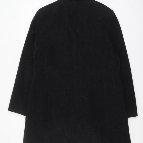 Cafe Theatre Women's Black Wool Blend Mid-Length Overcoat Size 12