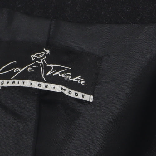 Cafe Theatre Women's Black Wool Blend Mid-Length Overcoat Size 12