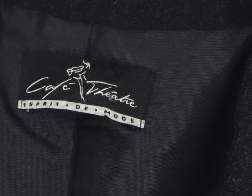 Cafe Theatre Women's Black Wool Blend Mid-Length Overcoat Size 12