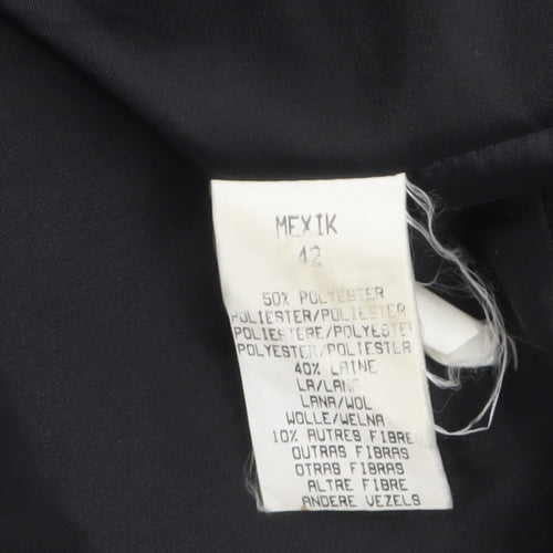 Cafe Theatre Women's Black Wool Blend Mid-Length Overcoat Size 12