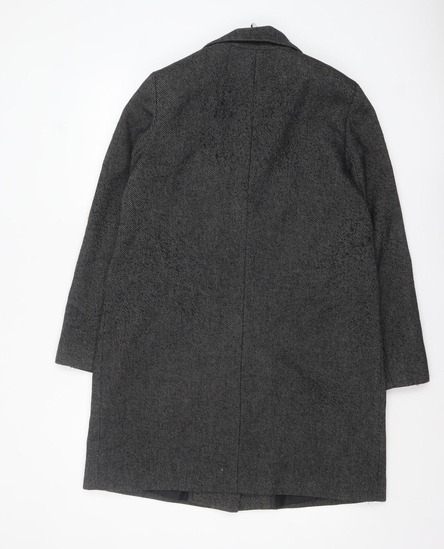 Marks and Spencer Womens Grey Long Herringbone Overcoat Size 14