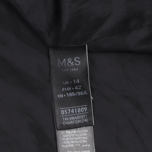 Marks and Spencer Womens Grey Long Herringbone Overcoat Size 14