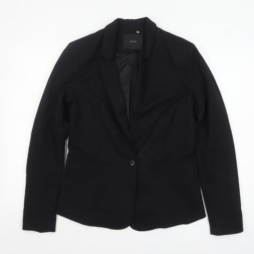 Y.A.S Womens Black Regular Fit One-Button Blazer Jacket Size L