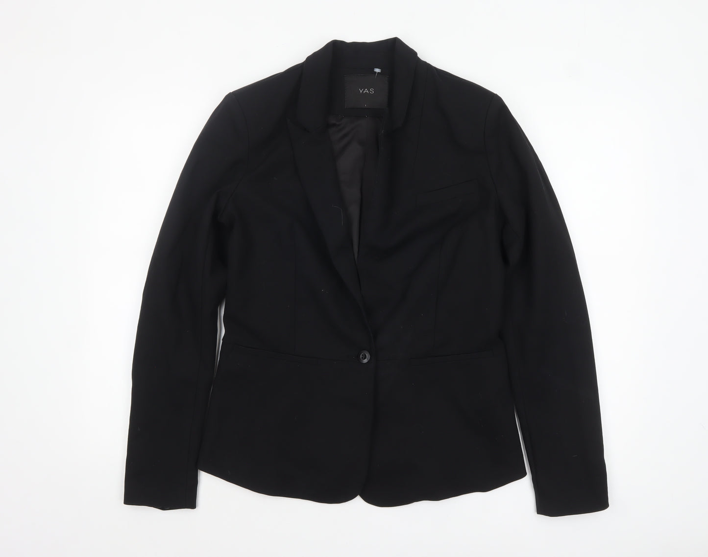 Y.A.S Womens Black Regular Fit One-Button Blazer Jacket Size L