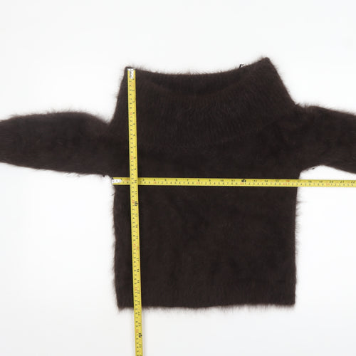Monsoon Women Brown Angora Knit Boat Neck Pullover Jumper Size 12