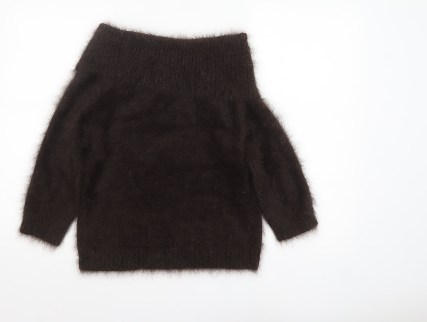 Monsoon Women Brown Angora Knit Boat Neck Pullover Jumper Size 12