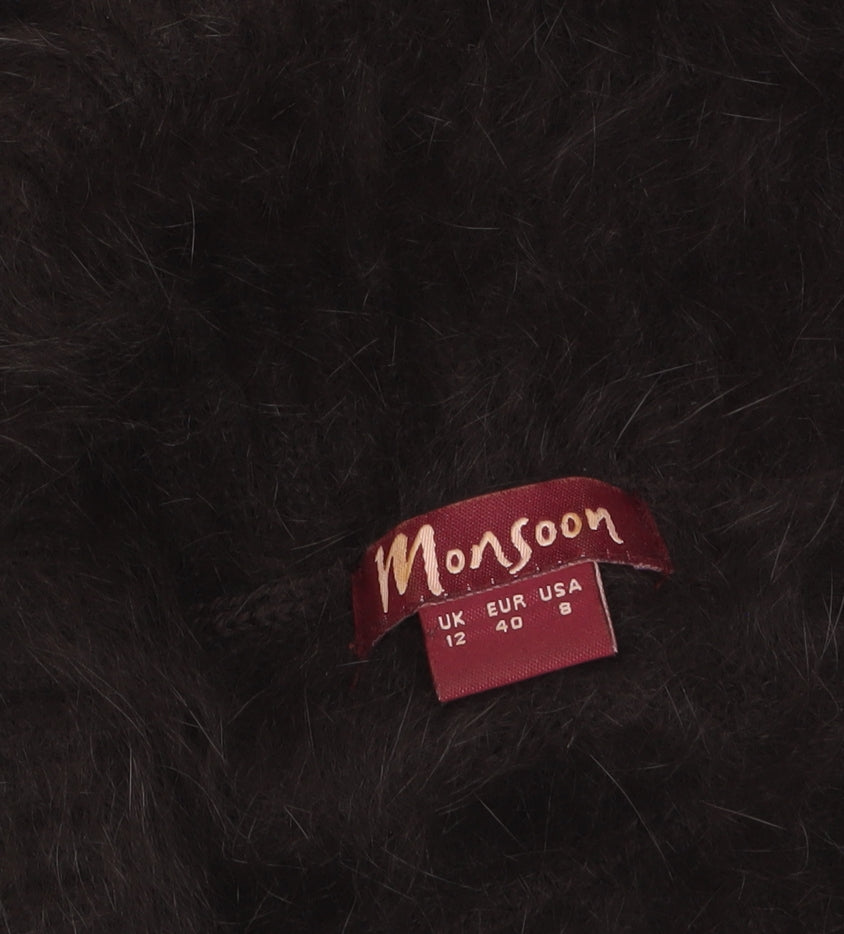 Monsoon Women Brown Angora Knit Boat Neck Pullover Jumper Size 12