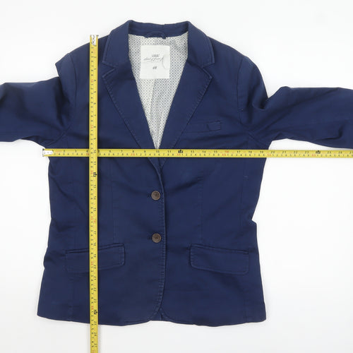 H&M L.O.G.G. Women Blue Cotton Single-Breasted Blazer UK 14