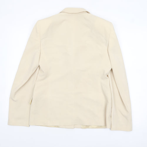 Hugo Boss Womens Beige Wool Blend Single-Breasted Blazer Size 14