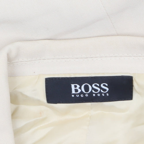Hugo Boss Womens Beige Wool Blend Single-Breasted Blazer Size 14