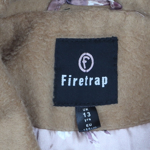 Firetrap Girls Beige Fleece Lined Button Jacket 13 Years