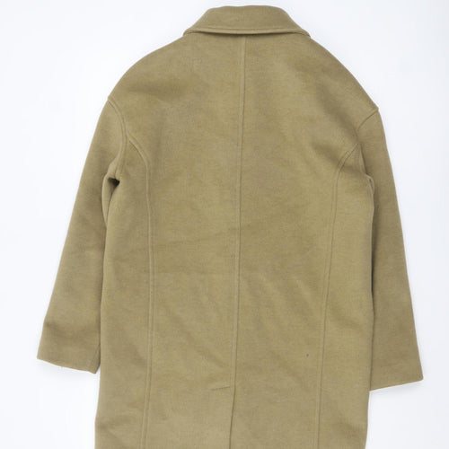 Marks and Spencer Women Beige Wool Look Mid-Length Overcoat Size 8