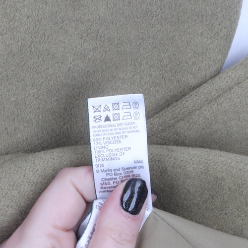 Marks and Spencer Women Beige Wool Look Mid-Length Overcoat Size 8