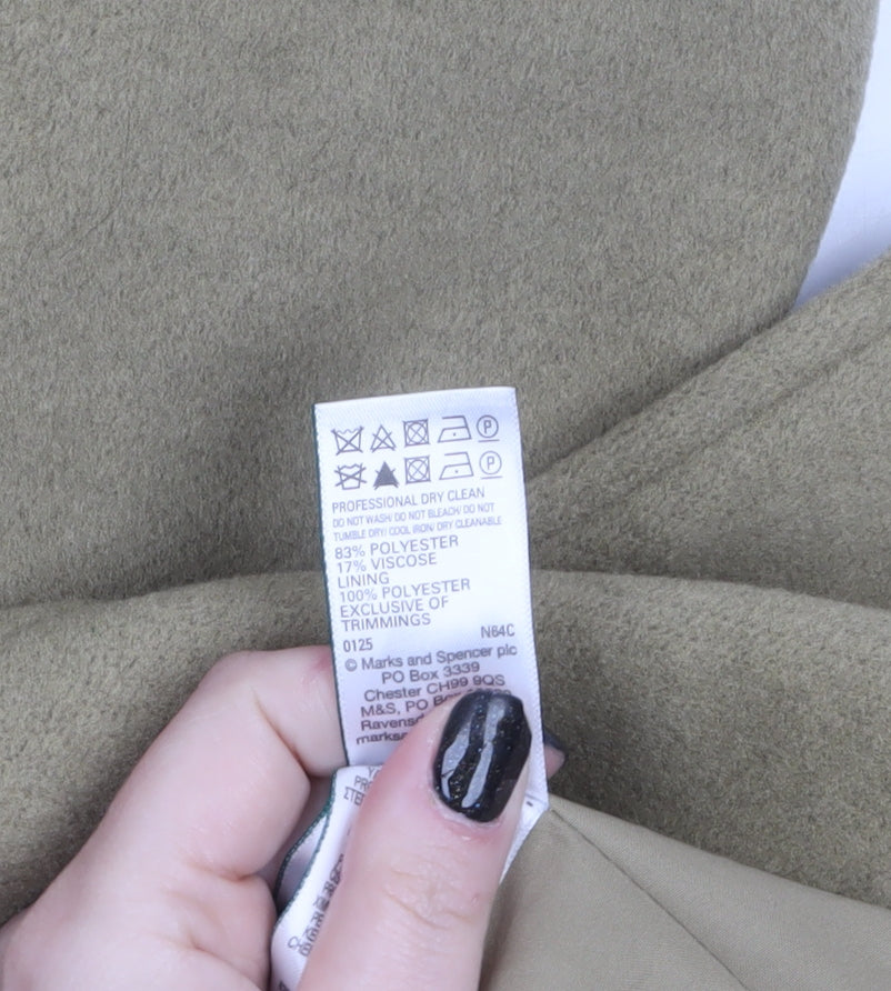 Marks and Spencer Women Beige Wool Look Mid-Length Overcoat Size 8