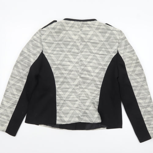 Tu Women’s Grey Geometric Full Zip Biker Jacket Size 16