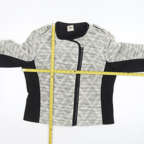 Tu Women’s Grey Geometric Full Zip Biker Jacket Size 16