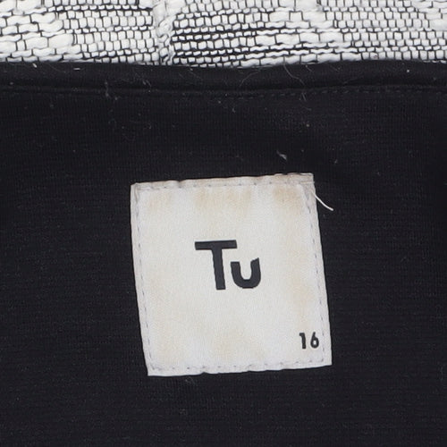Tu Women’s Grey Geometric Full Zip Biker Jacket Size 16