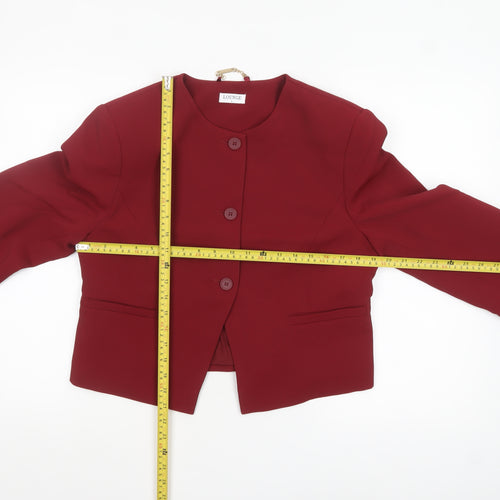 Lounge Women Red Cropped Blazer Jacket Size L Button Formal Workwear