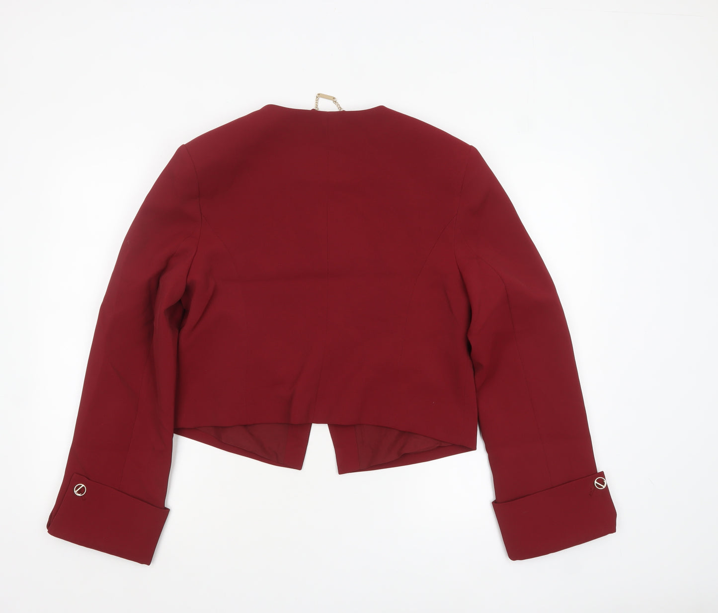 Lounge Women Red Cropped Blazer Jacket Size L Button Formal Workwear