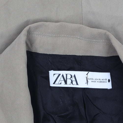 Zara Women Beige Single-Breasted Blazer Jacket XL Viscose Blend