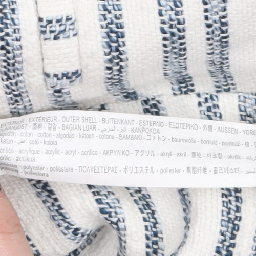 Zara Women's White Striped Cropped Blazer Jacket Size 8