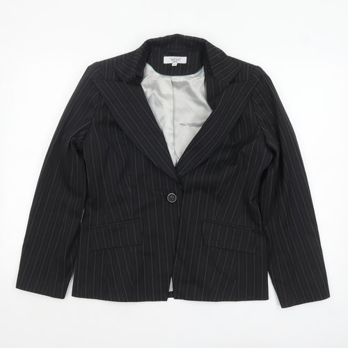Next Petite Black Pinstripe Tailored Blazer Womens Size 14