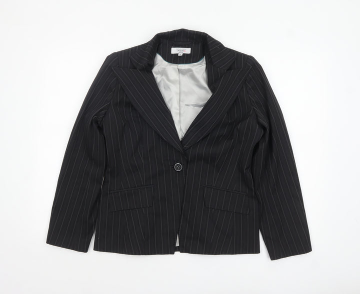 Next Petite Black Pinstripe Tailored Blazer Womens Size 14