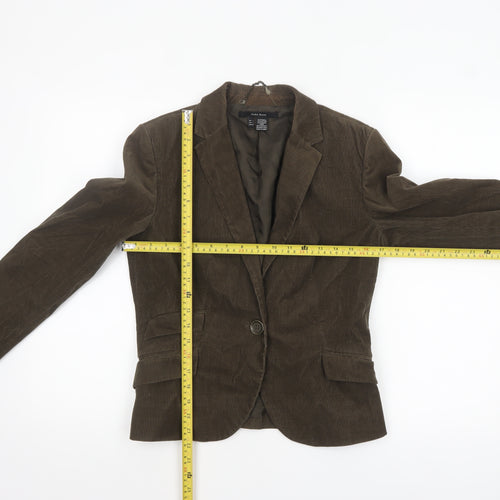 Zara Women Brown Corduroy Blazer Size 12 Lined Single-Breasted Jacket