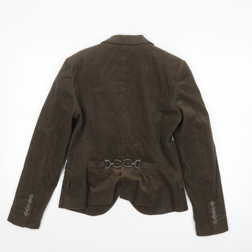 Zara Women Brown Corduroy Blazer Size 12 Lined Single-Breasted Jacket