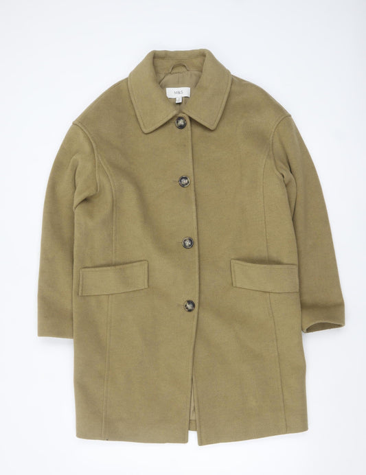 Marks and Spencer Womens Beige Regular Fit Overcoat Size 10