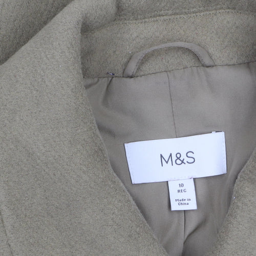 Marks and Spencer Womens Beige Regular Fit Overcoat Size 10