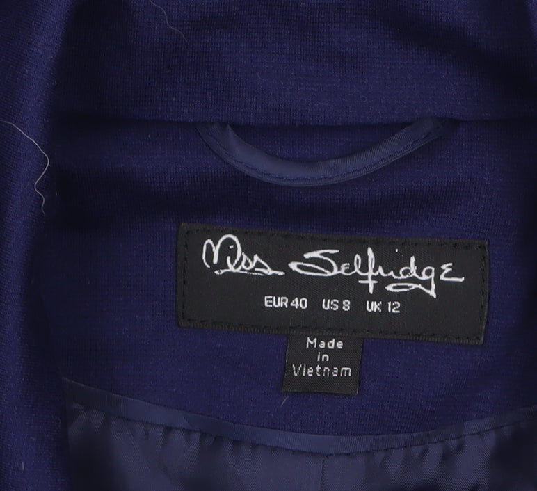 Miss Selfridge Women's Blue Suit Jacket UK 12 Single-Breasted Blazer