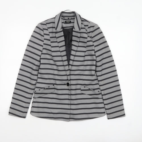 Oasis Women's Black & White Striped Blazer UK 8 Single-Breasted