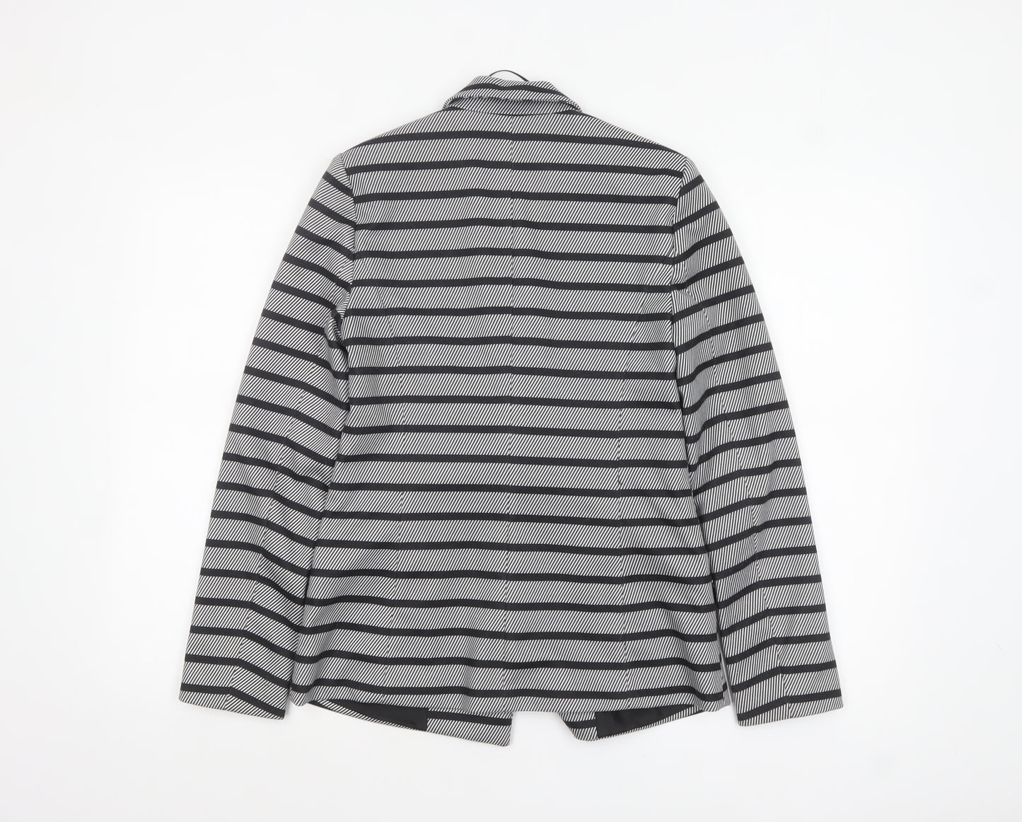 Oasis Women's Black & White Striped Blazer UK 8 Single-Breasted