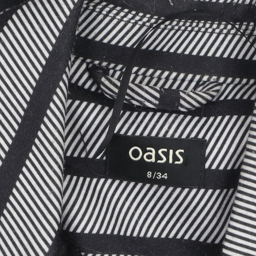 Oasis Women's Black & White Striped Blazer UK 8 Single-Breasted
