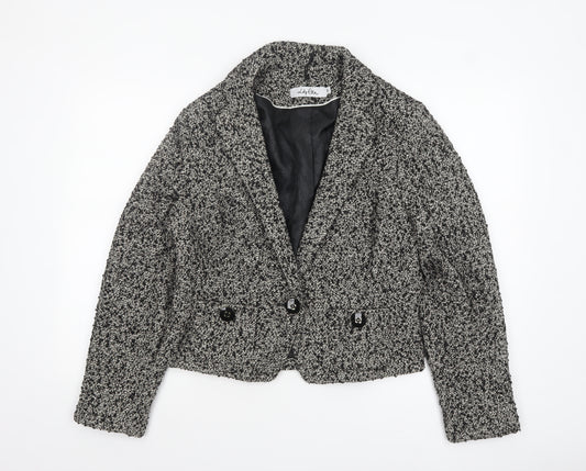 Lily Ella Womens Black Tweed Classic Blazer Size 16