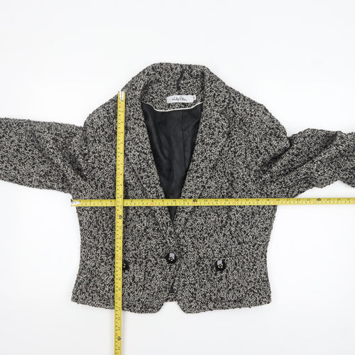 Lily Ella Womens Black Tweed Classic Blazer Size 16