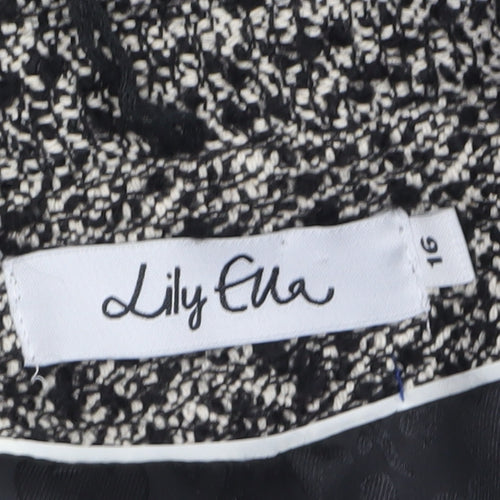 Lily Ella Womens Black Tweed Classic Blazer Size 16