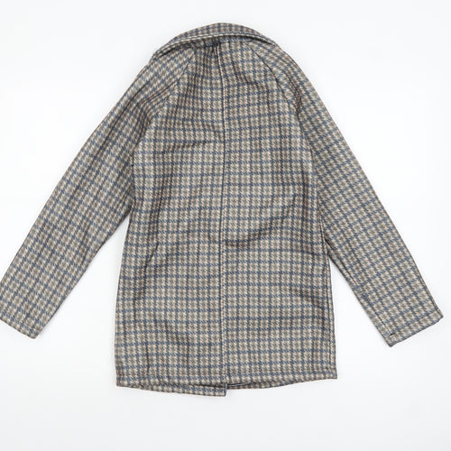 Haoshifen Womens Multicoloured Houndstooth Double-Breasted Pea Coat Size L
