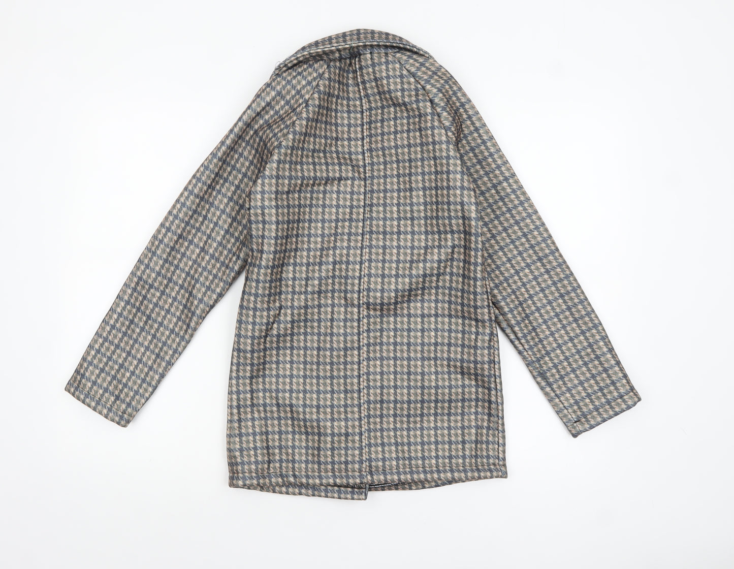 Haoshifen Womens Multicoloured Houndstooth Double-Breasted Pea Coat Size L