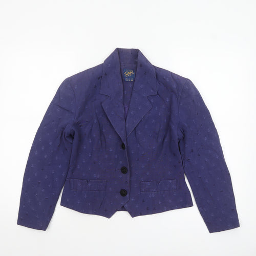 Monsoon Women Purple Size 12 Single-Breasted Twill Blazer Jacket