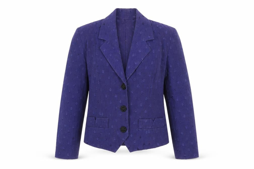 Front view of Monsoon Women Purple, size 12, Single-Breasted Twill Blazer Jacket