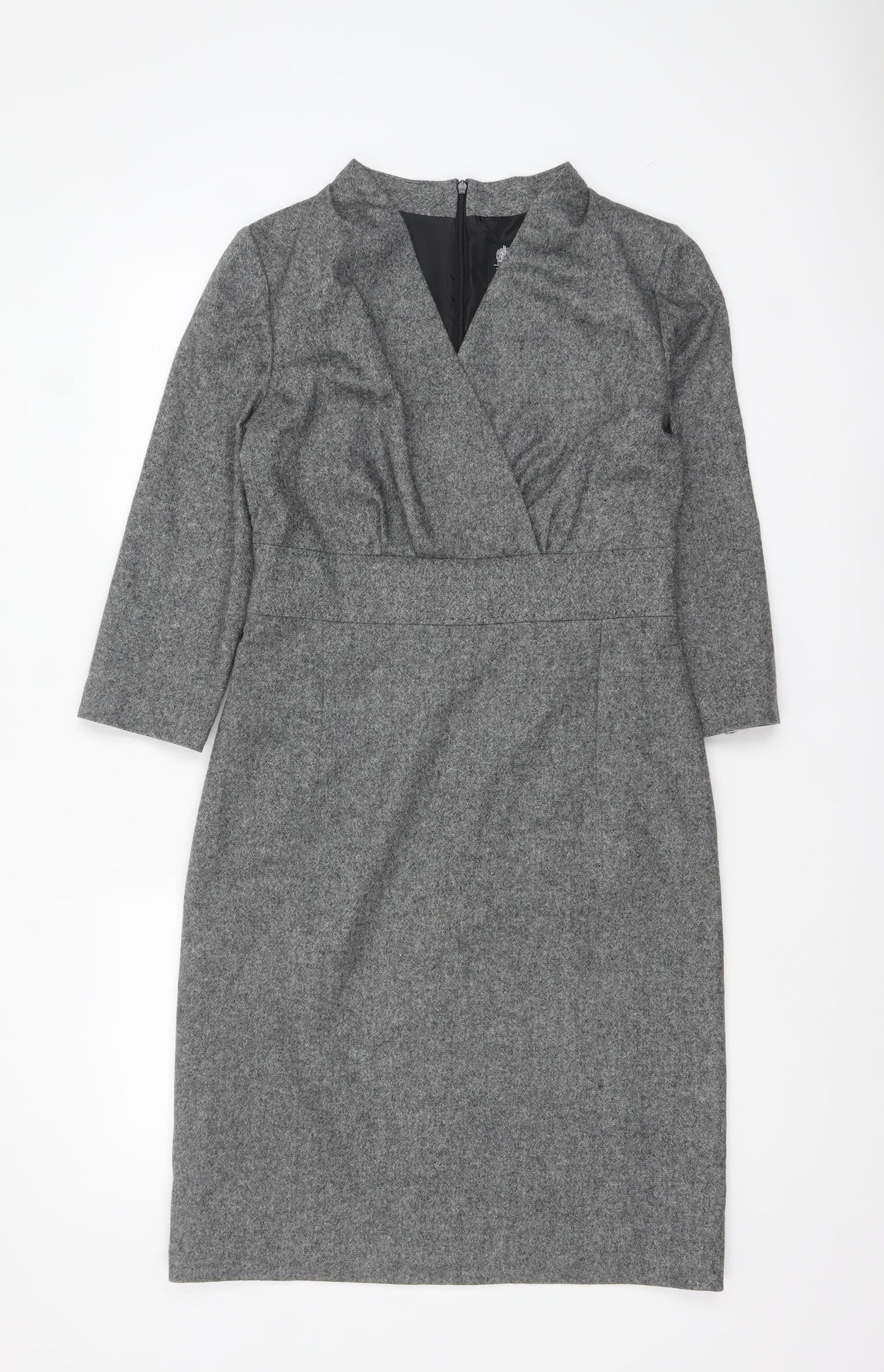 Austin Reed Women Grey Wool Blend Sheath Dress Size 10 Workwear