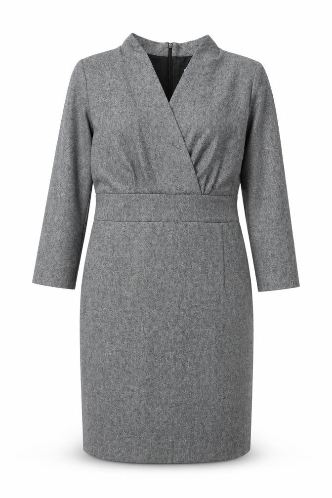 Austin Reed Women Grey Wool Blend Sheath Dress Size 10 Workwear