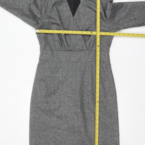 Austin Reed Women Grey Wool Blend Sheath Dress Size 10 Workwear