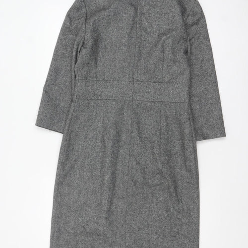 Austin Reed Women Grey Wool Blend Sheath Dress Size 10 Workwear